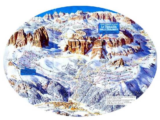 Sella Ronda: 38 km alpine skiing circle in Dolomite Alps