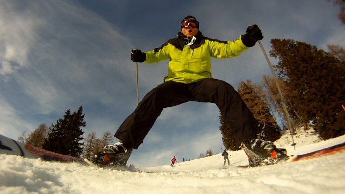 Freedom of skiing in Nassfeld, Austrian Alps. Video clip